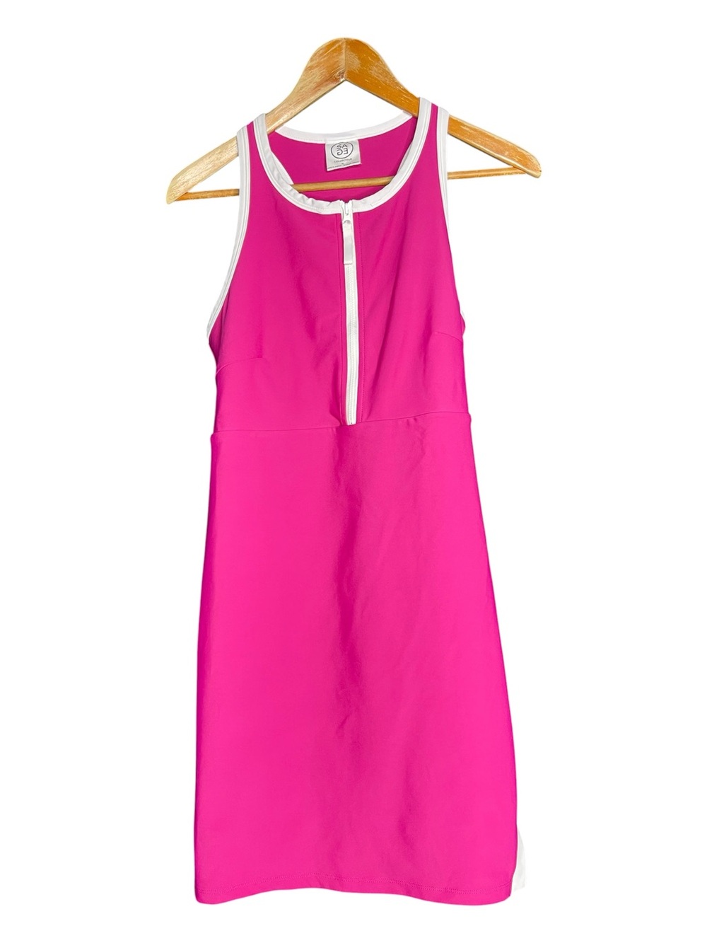 Sage Collective Hot Pink Zip-Front Tennis Dress with Shorts Size XL